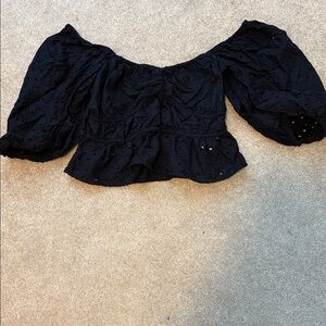 a new day Black Eyelet Off-Shoulder Blouse